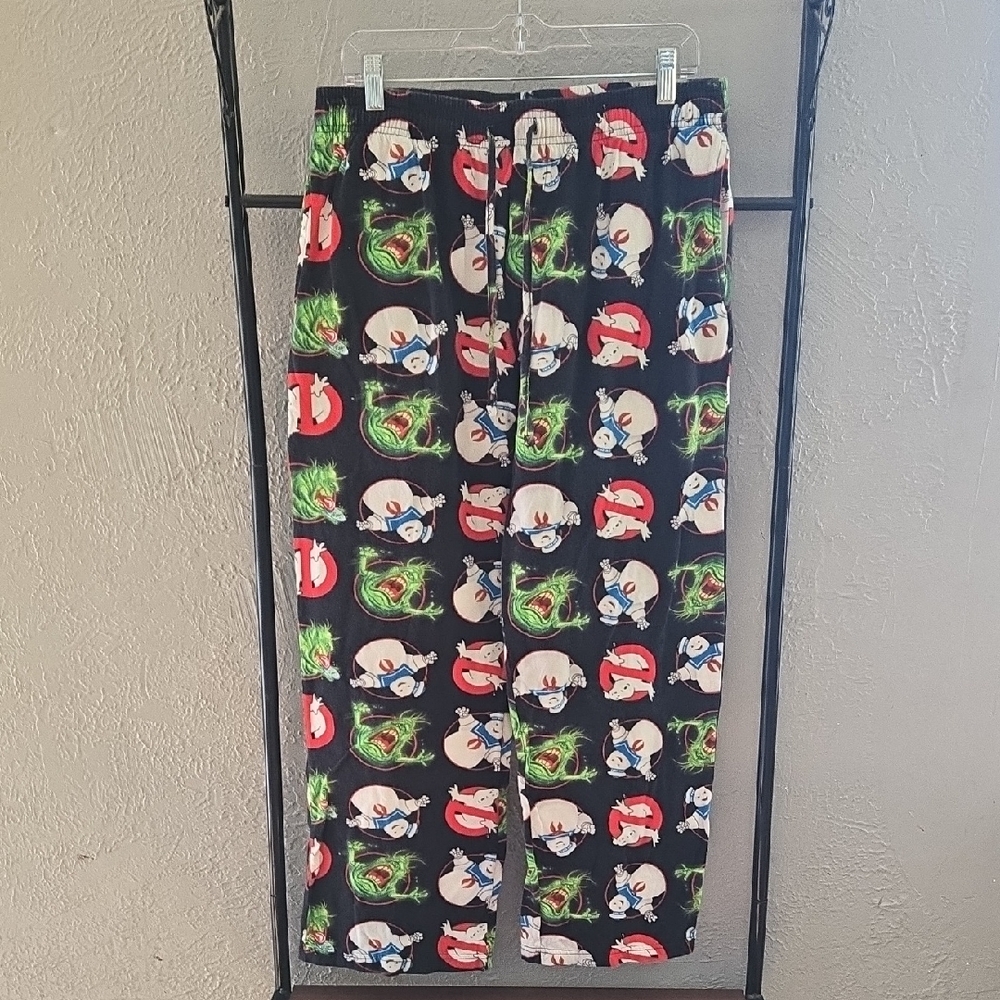 Mens Black Ghostbusters Pajama Pants - Official Character Print